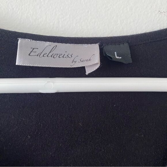 Edelweiss by Sarah Black Long Sleeve Mini Dress Size L - Picture 3 of 6